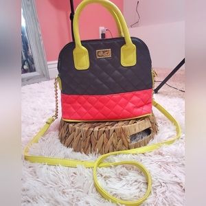 Betsey Johnson Neon Yellow, Pink & Black Summer Crossbody Small Purse Bag